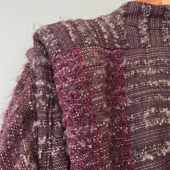 Nikos • Vintage 70s-80s Handwoven Art Knit Purple Sweater Blazer Jacket One Size - Picture 16 of 17